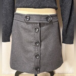 GAP Charcoal Button-Down Wool Mini Skirt